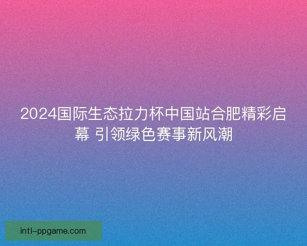 2024国际生态拉力杯中国站合肥精彩启幕 引领绿色赛事新风潮